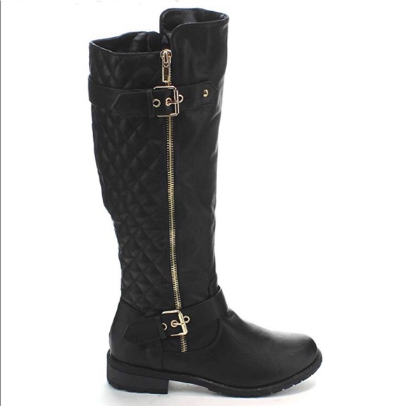 Quilted Knee High Riding Boots - Picture 3 of 9